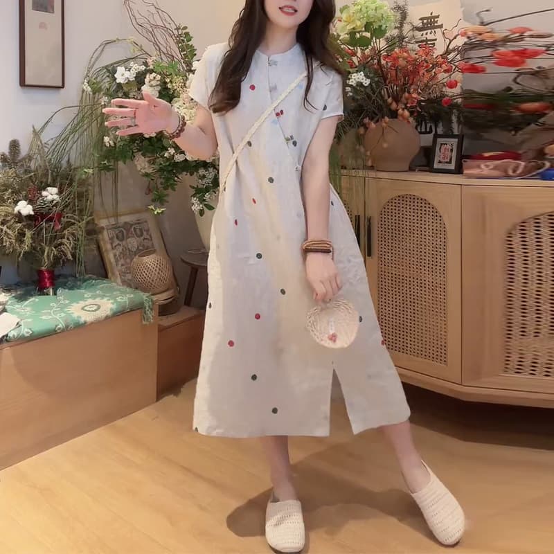 향기로운 듀오 2026 여름 새로운 중식 자수 높은 품질 품격 몸매 가꾸기 드레스 여성 의류 상세 이미지 5