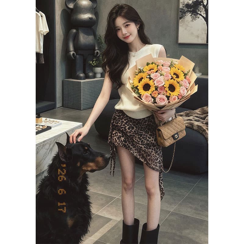 황혼 리스 요새 2026 여름 새로운 출퇴근 민소매 맨위 디자인 센스 반신 스커트 패션 세트 상세 이미지 2