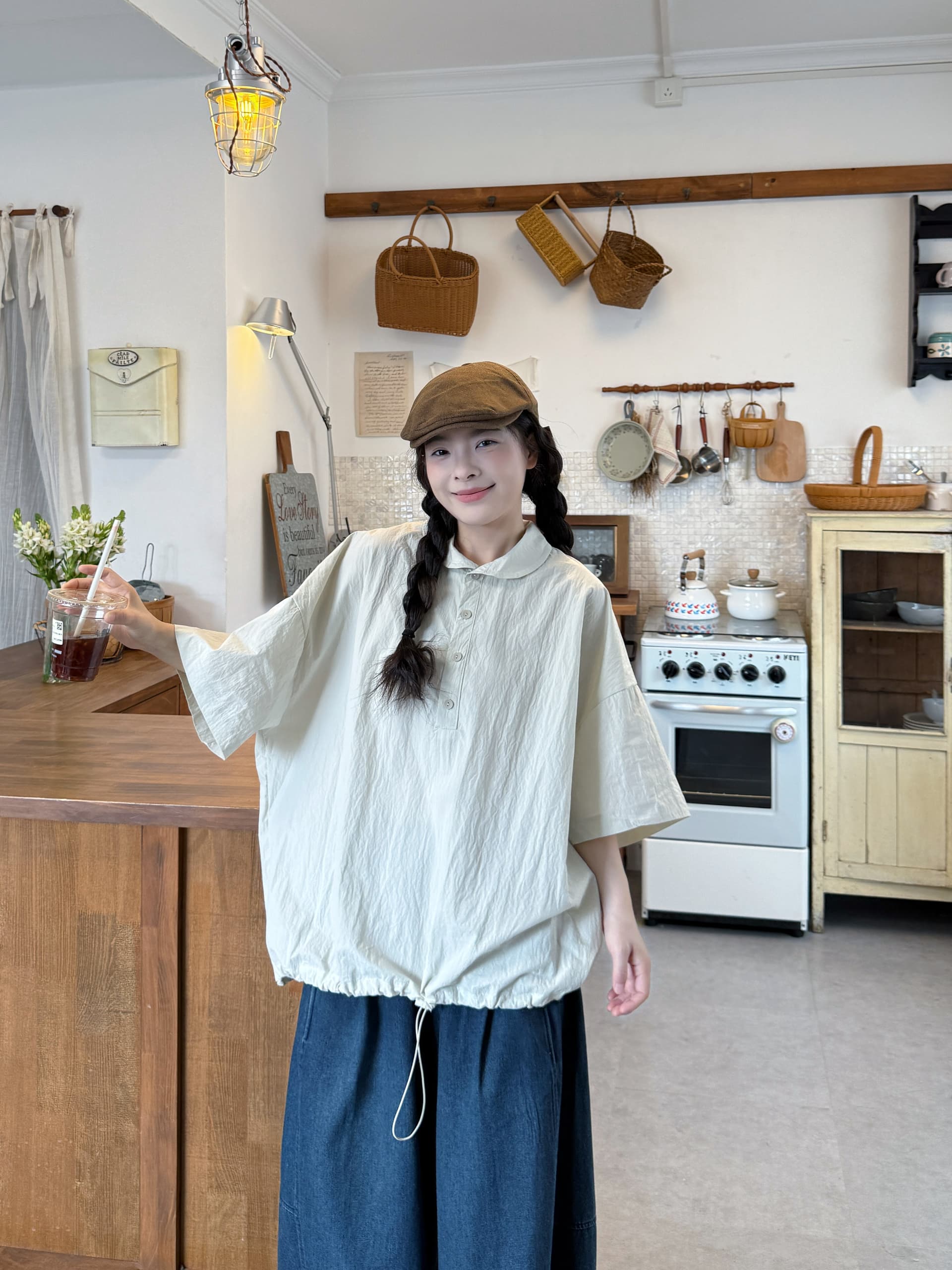 실사 디자인 센스 반팔 셔츠 루즈핏 대 에디션 풀오버 폴로 칼라 캐주얼 맨위 청바지 상세 이미지 8