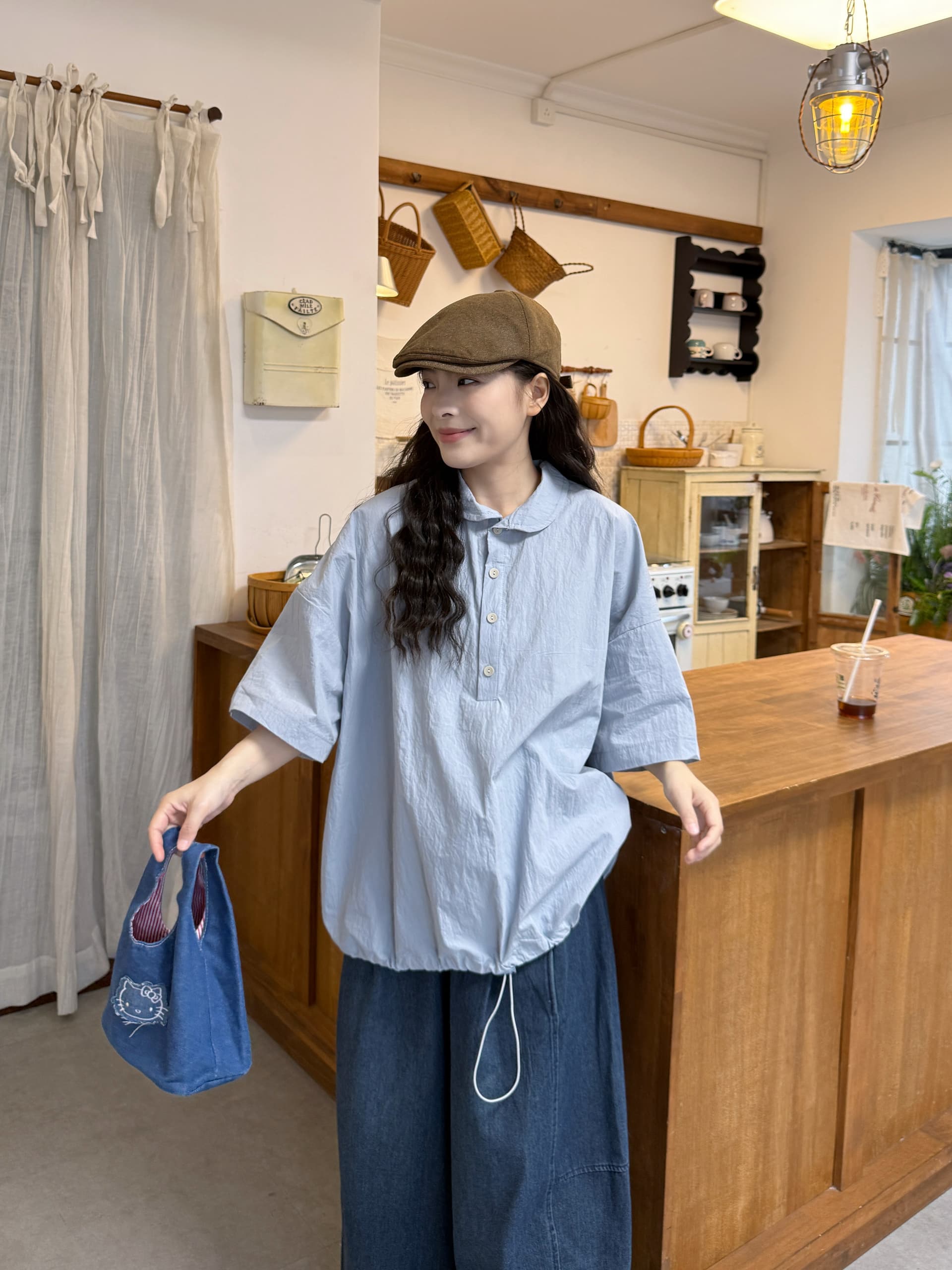 실사 디자인 센스 반팔 셔츠 루즈핏 대 에디션 풀오버 폴로 칼라 캐주얼 맨위 청바지 상세 이미지 15