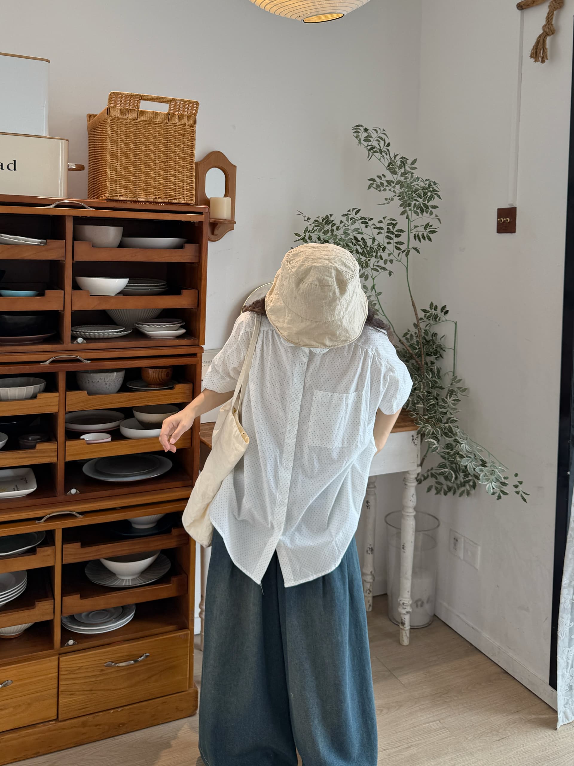 실사 도트 반팔 셔츠 청바지 상세 이미지 7