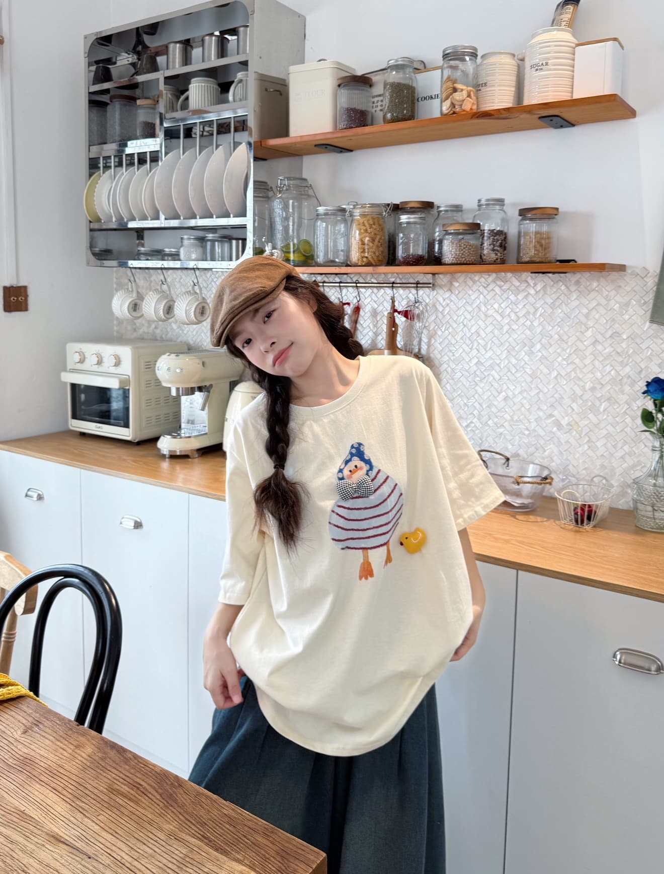 실사 선물 물품 프린트 반팔 티셔츠 청바지 상세 이미지 1