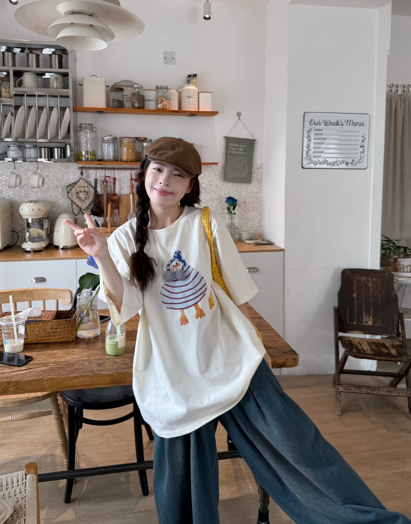 실사 선물 물품 프린트 반팔 티셔츠 청바지 상세 이미지 5