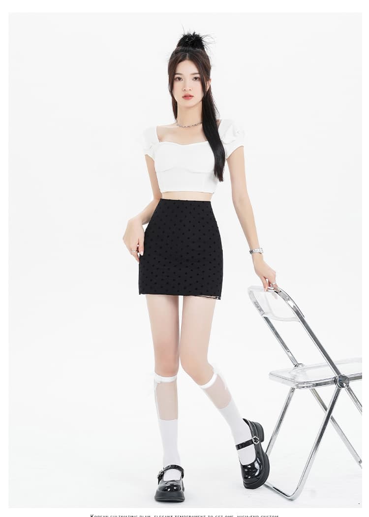 새로운 한 부서 핫걸 다용도 소녀 센스 식물 플러시 도트 무늬 망사 슬림해 보이는 하이웨이스트 타이트 스커트 반신 스커트 여성 A라인 스커트 상세 이미지 22