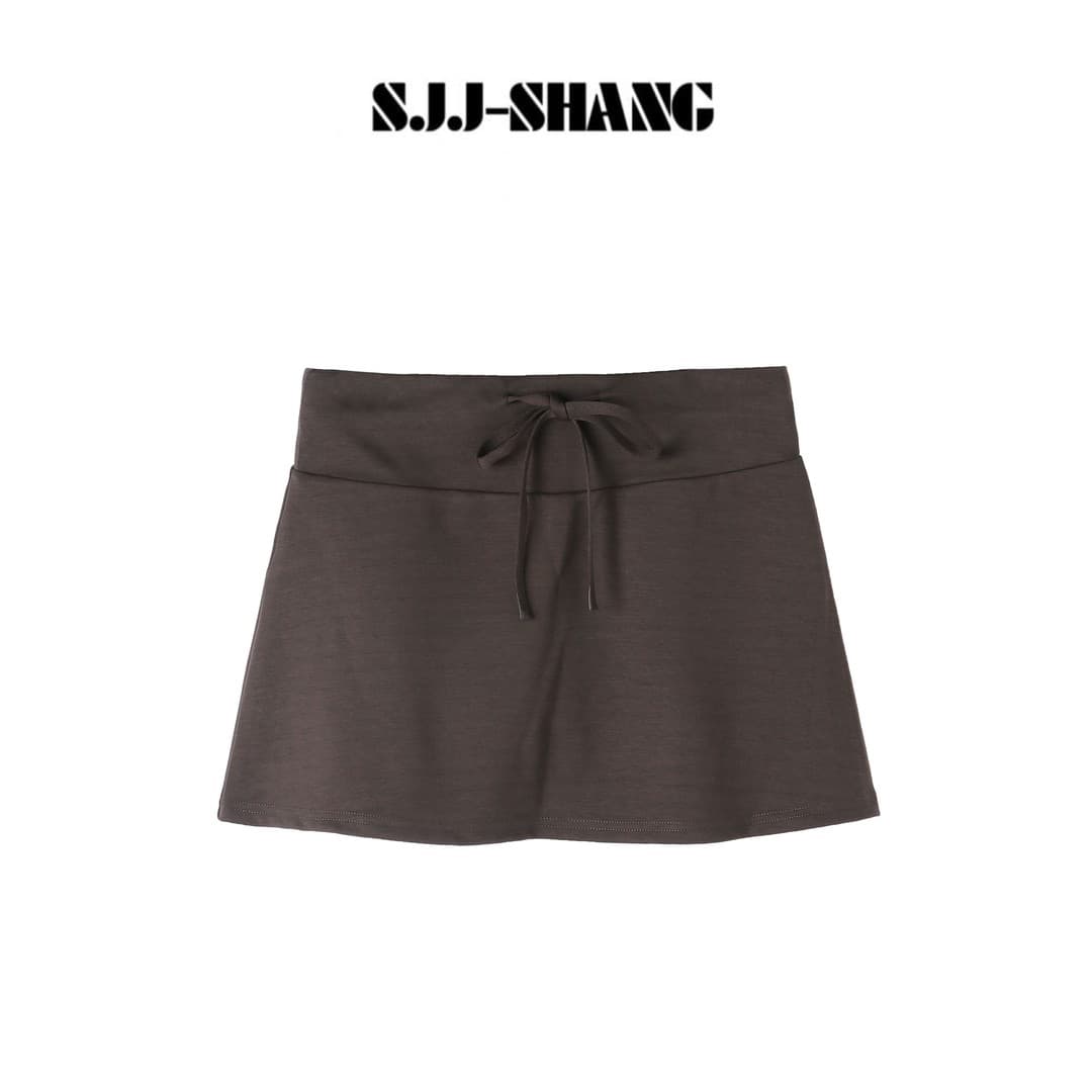 sjj-shang 6 월 6 월 여성 의류 굴곡 치마 라이 경기 서울 펌프 로프 표지 넓적 다리 모래 워시 한 마디 반신 스커트 상세 이미지 2