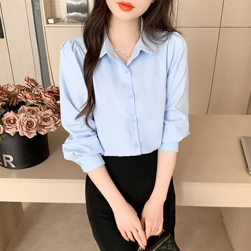 2026 봄 새로운 출퇴근 바람 미니멀리즘 긴팔 셔츠 pllo 칼라 품격 다용도 맨위 이미지 2