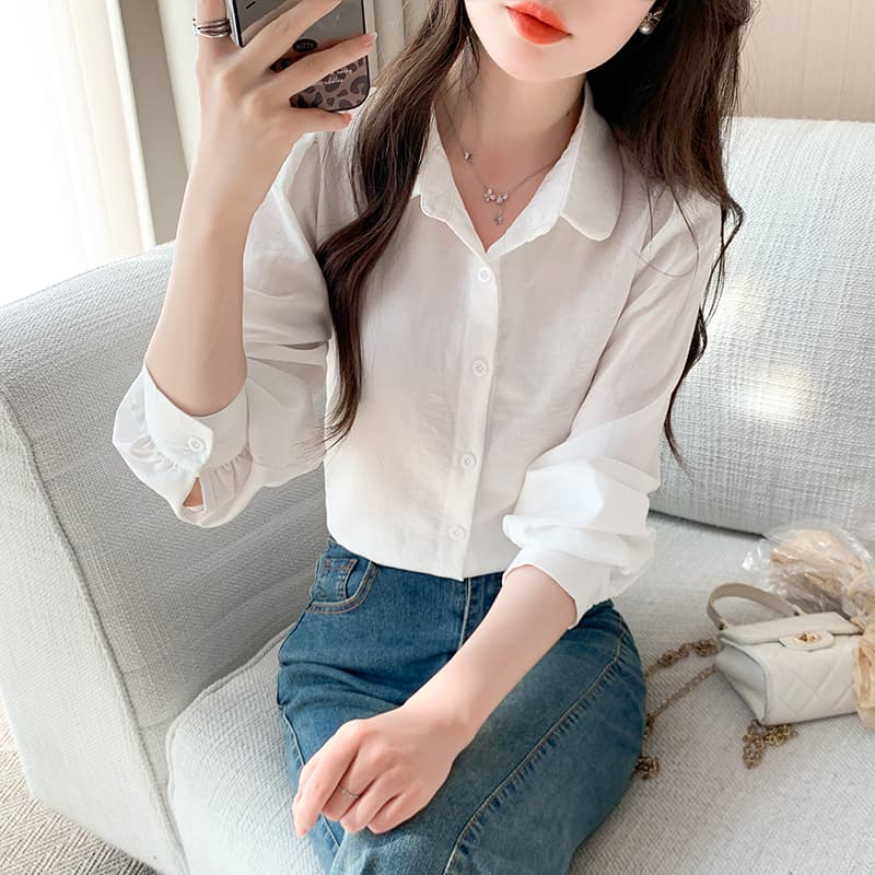 2026 봄 새로운 출퇴근 바람 미니멀리즘 긴팔 셔츠 pllo 칼라 품격 다용도 맨위 이미지 5