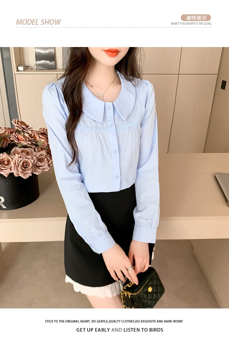 프랑스식 베이비 칼라 화이트 셔츠 여성 긴 소매 디자인 센스 작은 대중 품격 맨위 새로운 연령 감소 외국 가스 맨위 상세 이미지 12