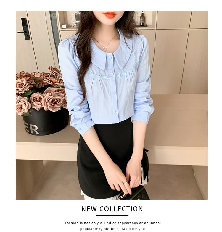 프랑스식 베이비 칼라 화이트 셔츠 여성 긴 소매 디자인 센스 작은 대중 품격 맨위 새로운 연령 감소 외국 가스 맨위 상세 이미지 14
