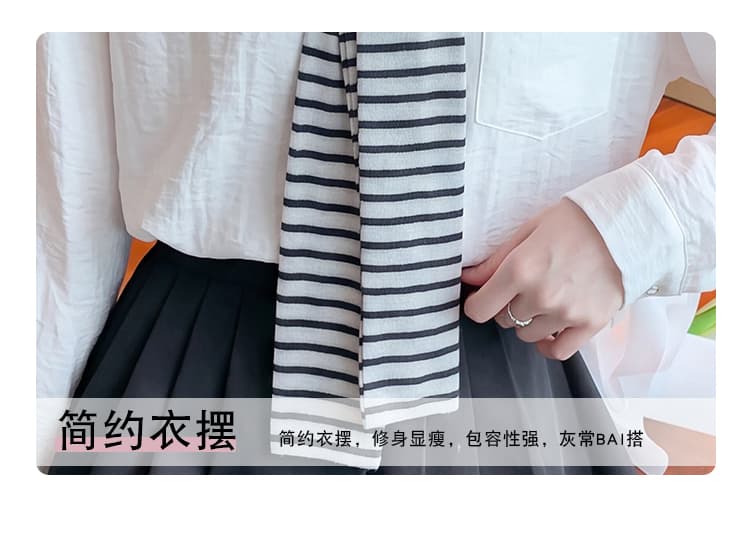 이른 가을 출퇴근 디자인 센스 스트라이프 숄 긴팔 여성 셔츠 2026 새로운 느긋한 바람 페이크 레이어드 맨위 상세 이미지 11
