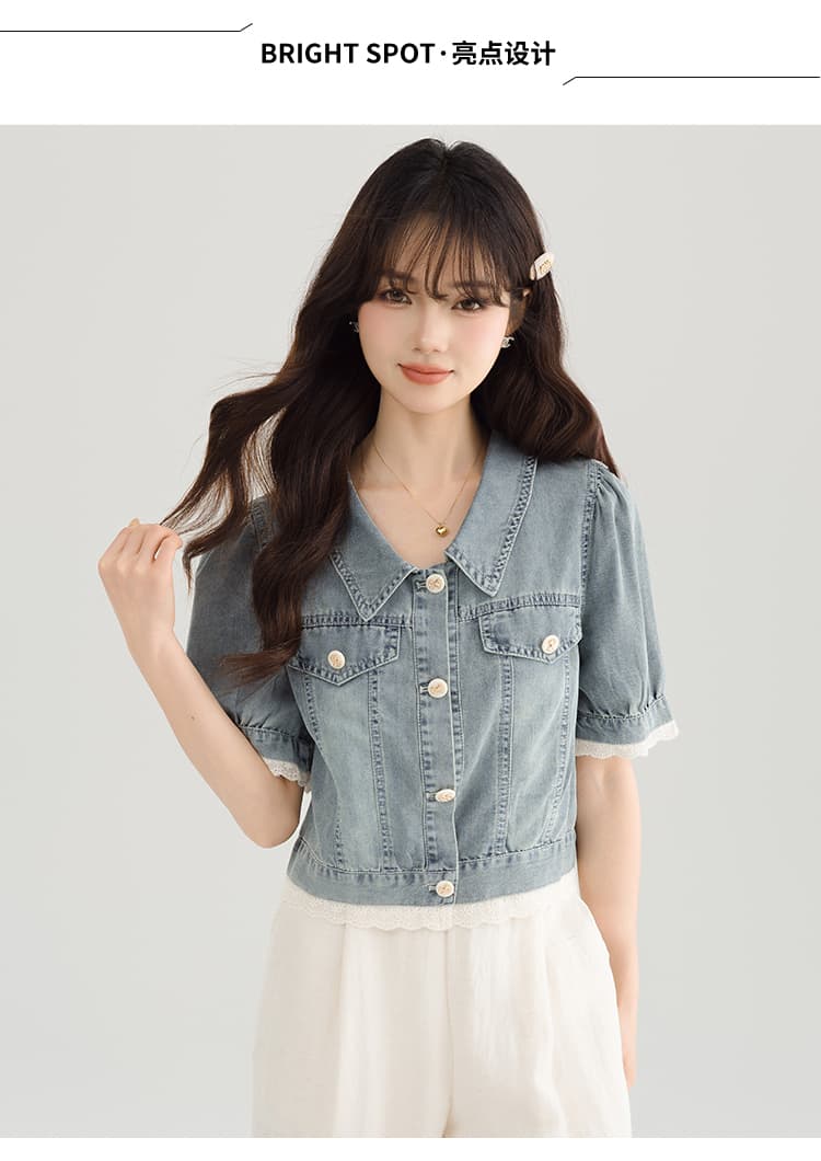 실사 2026 새로운 데님 재킷 반팔 패션 작은 키 루즈핏 슬림해 보이는 캐주얼 다용도 쇼트 스타일 맨위 상세 이미지 2
