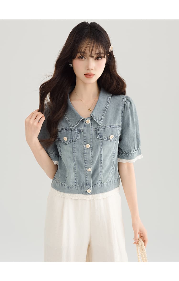 실사 2026 새로운 데님 재킷 반팔 패션 작은 키 루즈핏 슬림해 보이는 캐주얼 다용도 쇼트 스타일 맨위 상세 이미지 14