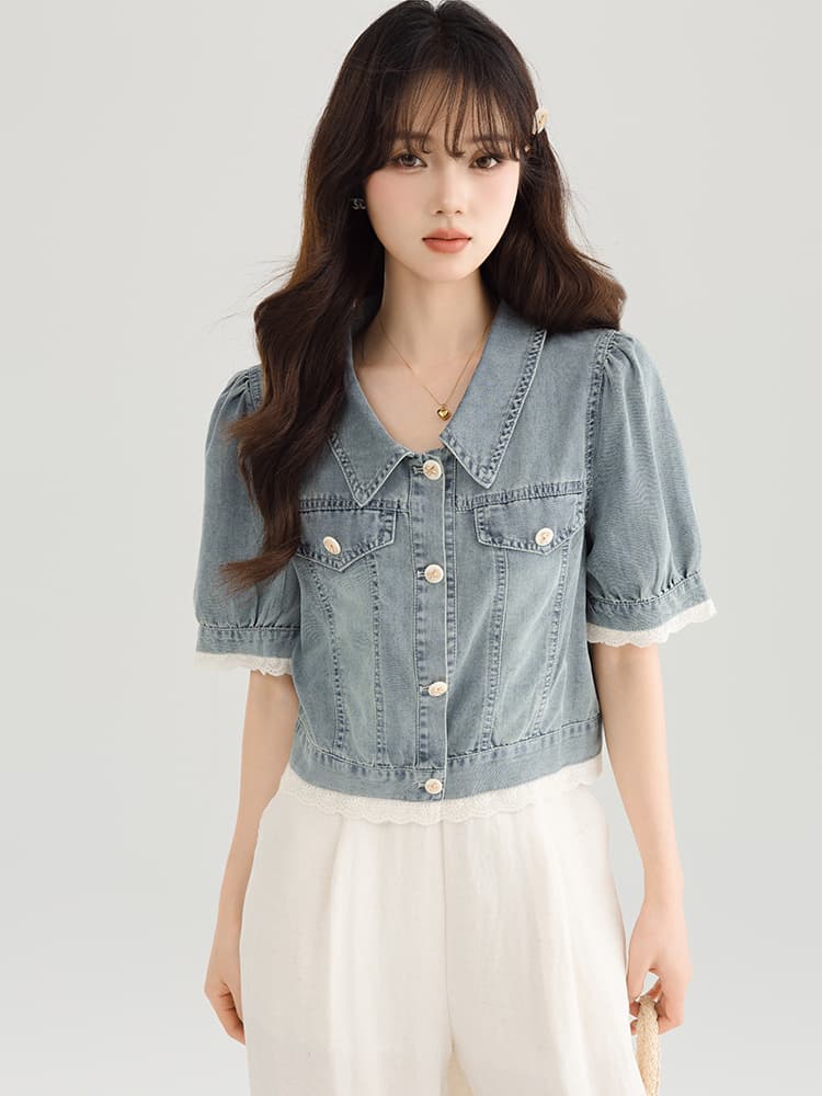 실사 2026 새로운 데님 재킷 반팔 패션 작은 키 루즈핏 슬림해 보이는 캐주얼 다용도 쇼트 스타일 맨위 이미지 5