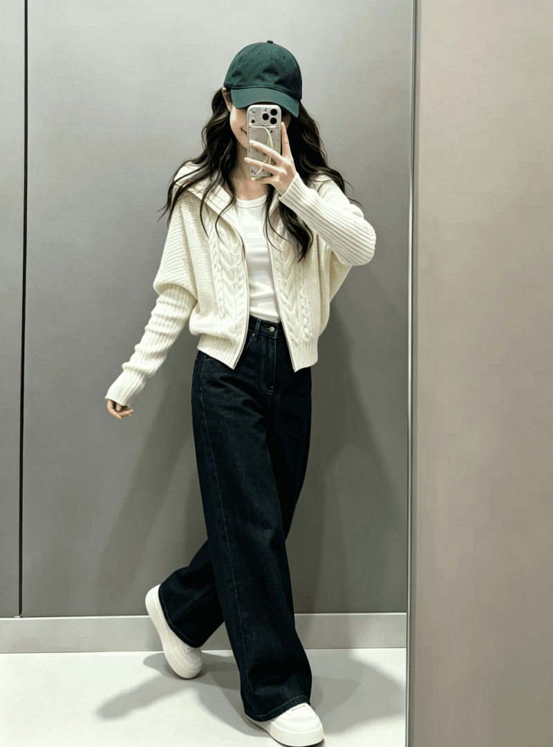 슈퍼 화재 품격 착용 가져 가라. 전체 집합 착용 가져 가라. 가을 캐주얼 한국 드라마 스웨터 코트 청바지 슬림해 보이는 투피스 슈트 여성 상세 이미지 2