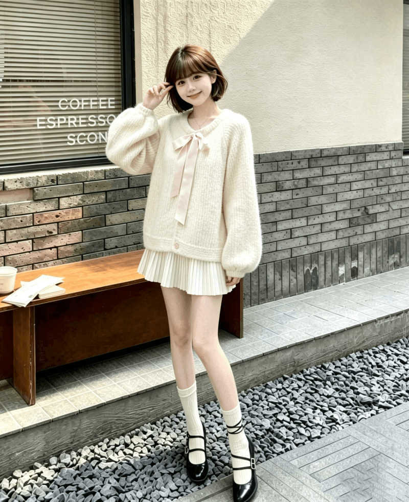 달콤함 소녀 바람 나비 넥타이 스웨터 여자 2026 가을 겨울 새로운 루즈핏 다용도 연령 감소 긴팔 재킷 트렌디 이미지 3