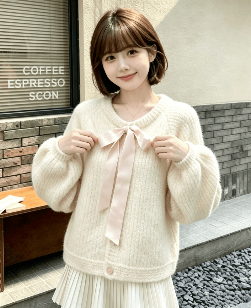 달콤함 소녀 바람 나비 넥타이 스웨터 여자 2026 가을 겨울 새로운 루즈핏 다용도 연령 감소 긴팔 재킷 트렌디 상세 이미지 8