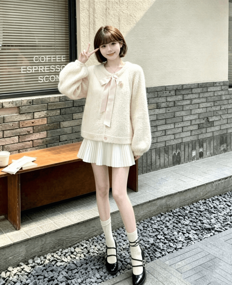 달콤함 소녀 바람 나비 넥타이 스웨터 여자 2026 가을 겨울 새로운 루즈핏 다용도 연령 감소 긴팔 재킷 트렌디 상세 이미지 9