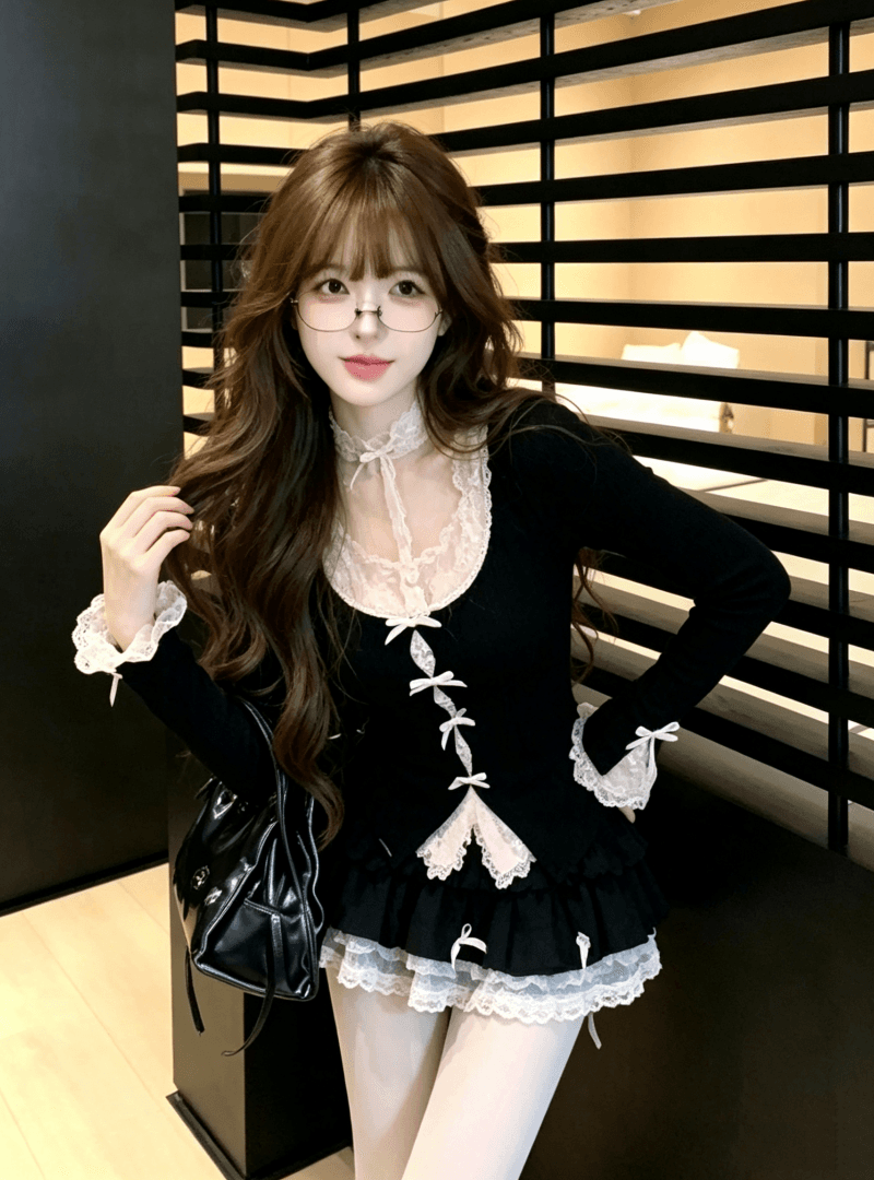 루이 茜 웨이 Sher S 달콤한 욕망 더블 동시에 겨울 순수한 욕망 바람 몸매 가꾸기 슬림해 보이는 오리지널 패션 세트 상세 이미지 5
