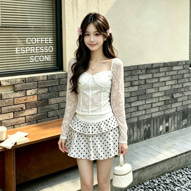 핫걸 몸매 가꾸기 슬림해 보이는 레이스 생선뼈 맨위 몸매 가꾸기 타이트 스커트 반신 스커트 쇼트 스타일 이미지 5