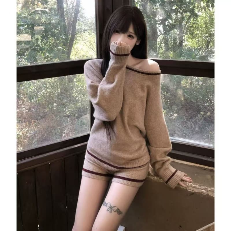 레트로 부드러운 바람 자이언트 잘 생긴 ~ 중 비스듬한 어깨 의류 반바지 투피스 슈트 품격 전체 집합 착용 가져 가라. 상세 이미지 14