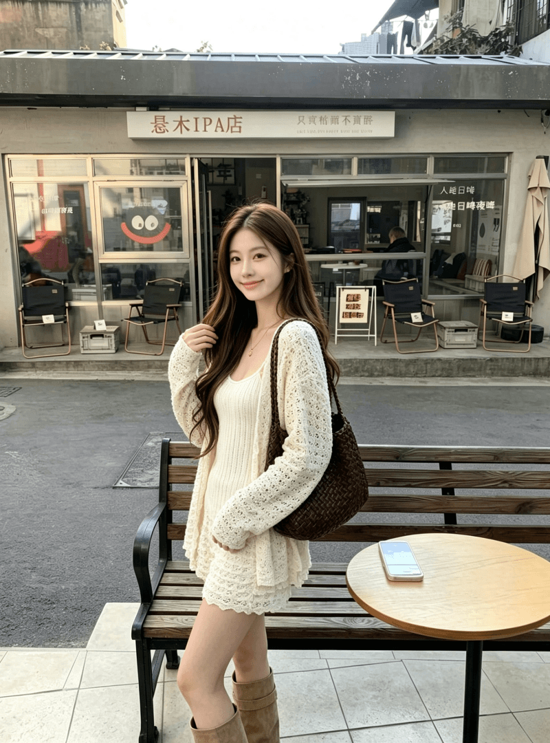 2026 캐주얼 세트 느긋한 다용도 긴팔 카디건 코트 행침 목 민소매 맨위 홀로우 아웃 반바지 3종 세트 상세 이미지 6