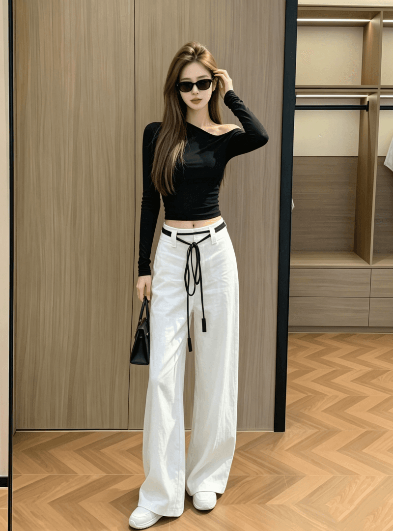 작은 대중 아니요 명중 섹션 품격 미니멀리즘 비스듬한 어깨 몸매 가꾸기 긴팔 티셔츠 2026 가을 새로운 핫걸 만나는 맨위 여성 이미지 2