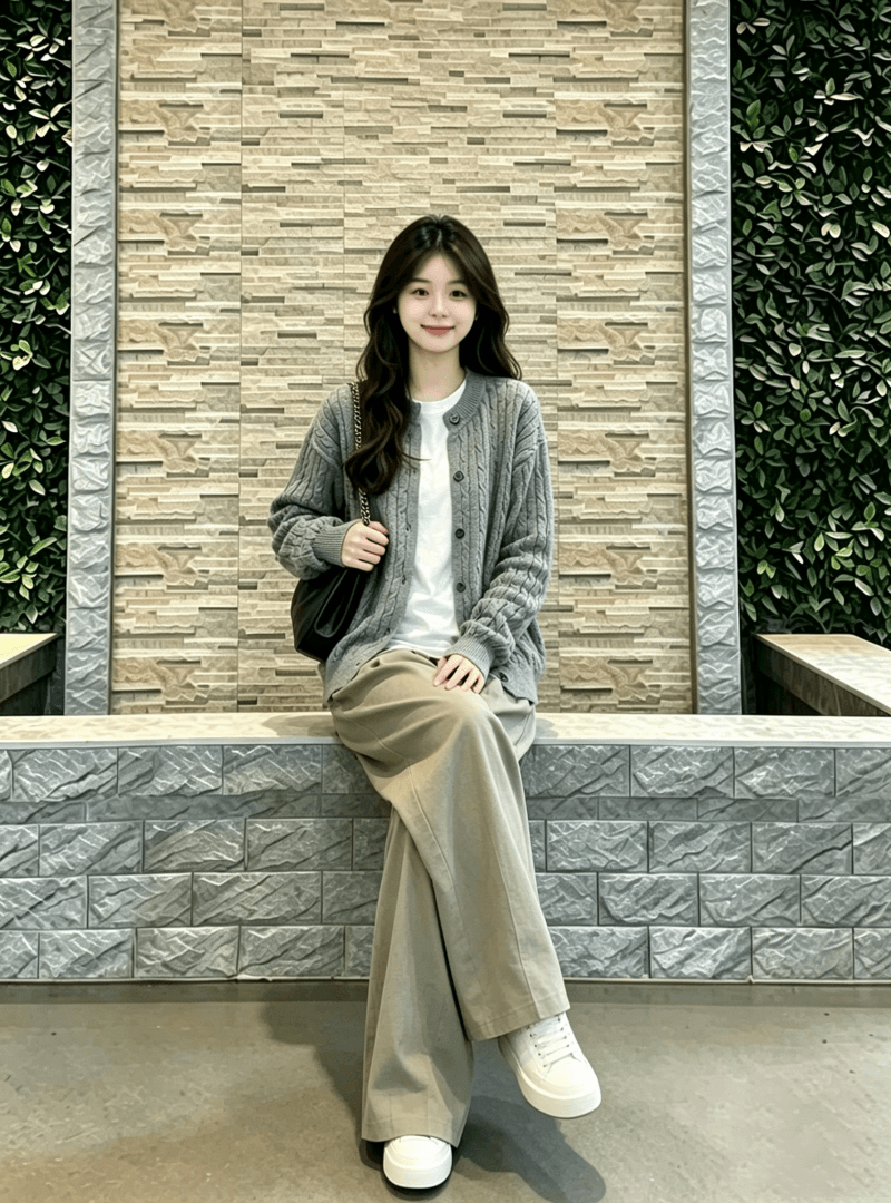 2026 새로운 한 부서 착용 가져 가라. 전체 집합 자이언트 잘 생긴 ~ 중 아름다운 디자인 센스 스웨터 만나는 바지 3종 세트 이미지 2