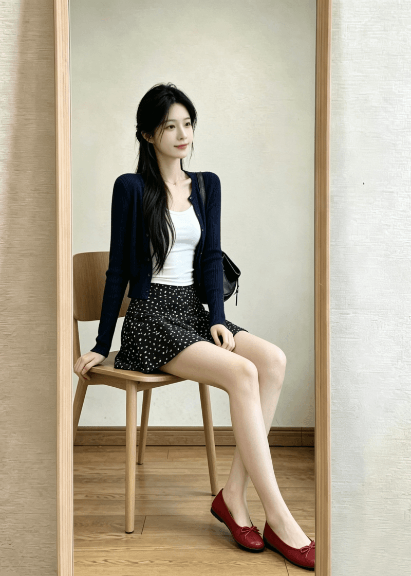 가을 부드러운 느긋한 바람 니트 오픈 가디건 인사이드 가져 가라. 조끼 스택 착용 두 조각 여성 세트 착용 가져 가라. 아름다운 꽃무늬 치마 세트 이미지 4
