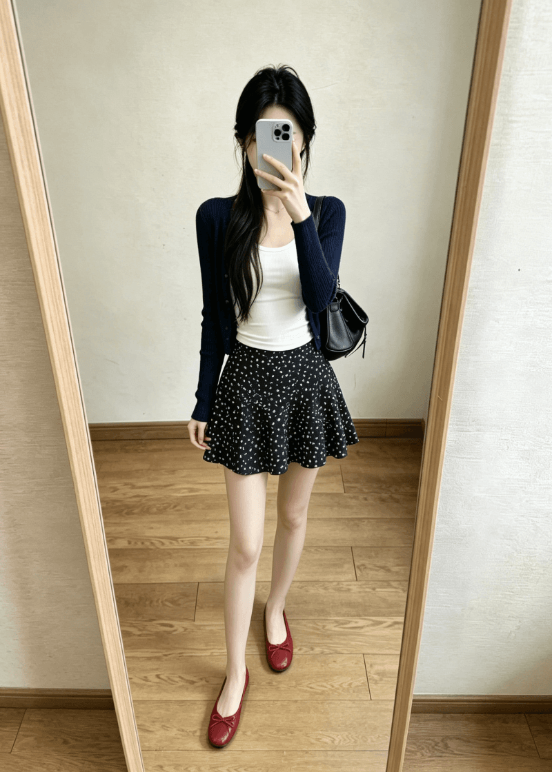 가을 부드러운 느긋한 바람 니트 오픈 가디건 인사이드 가져 가라. 조끼 스택 착용 두 조각 여성 세트 착용 가져 가라. 아름다운 꽃무늬 치마 세트 상세 이미지 8