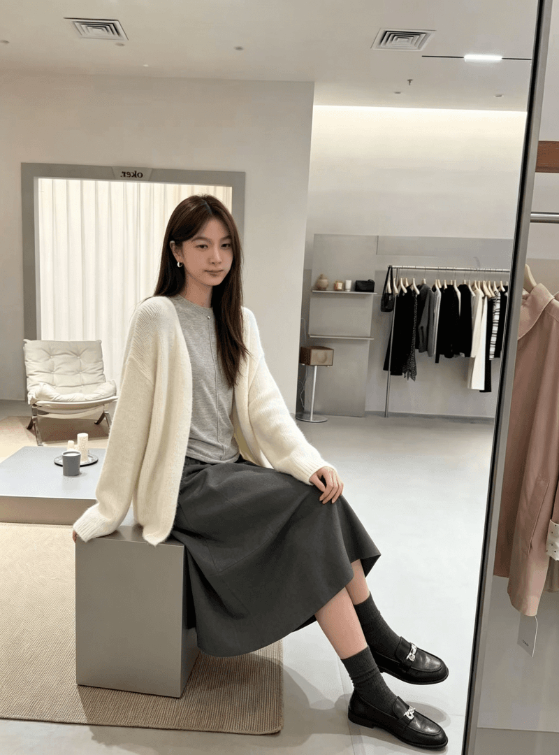 한 부서 자이언트 잘 생긴 슈퍼 화재 착용 가져 가라. 전체 집합 이른 가을 여성 의류 2026 새로운 반신 드레스 작은 키 세트 상세 이미지 3