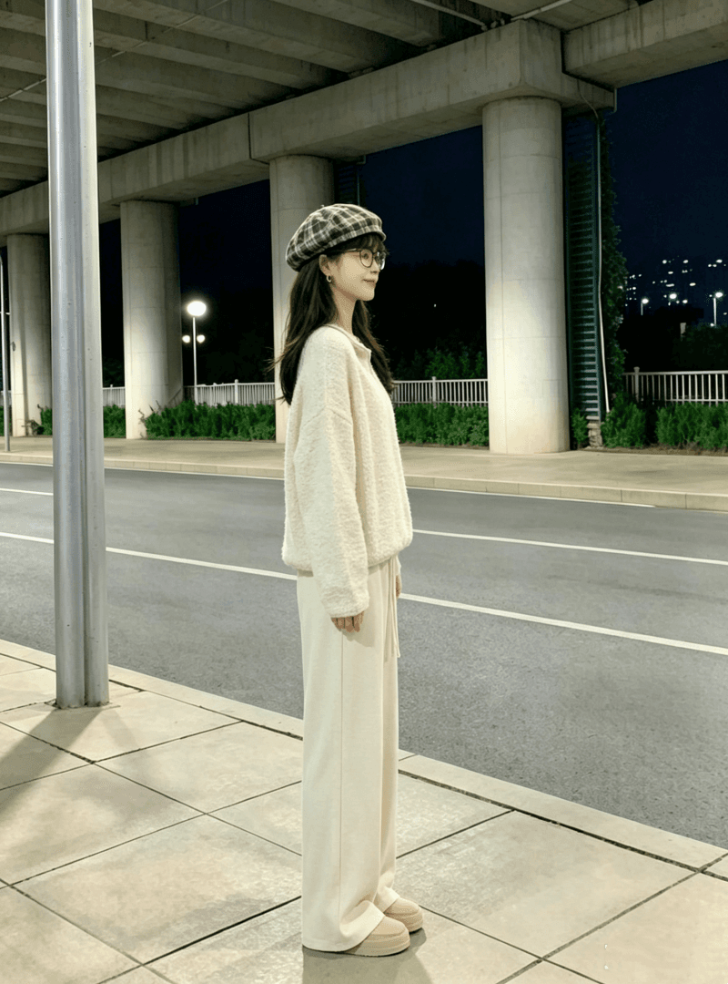 양모 후드 지퍼 부드러운 찹쌀 바람 스웨터 루즈핏 분위기 센스 슈퍼 잘 생긴 가을 겨울 캐주얼 바지 고급 센스 세트 상세 이미지 7