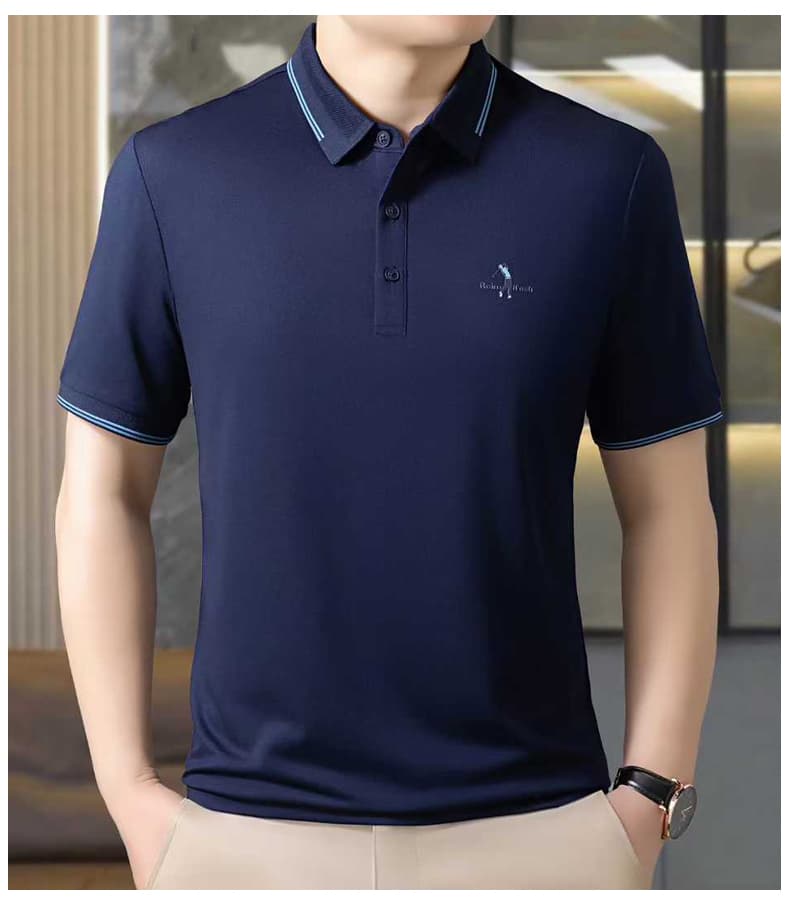 2026 여름 새로운 중노년 남성 폴로 칼라 반팔 POLO 셔츠 루즈핏 고급 반소매 아빠 로드 중 맨위 상세 이미지 10