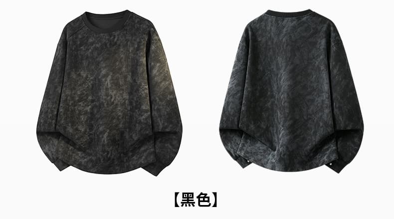 가을 겨울철 새로운 남성 긴팔 후드티 후아 면 홀치기 염색 라운드 넥 맨위 조수 브랜드 캐주얼 트렌드 루즈핏 소년 상세 이미지 8