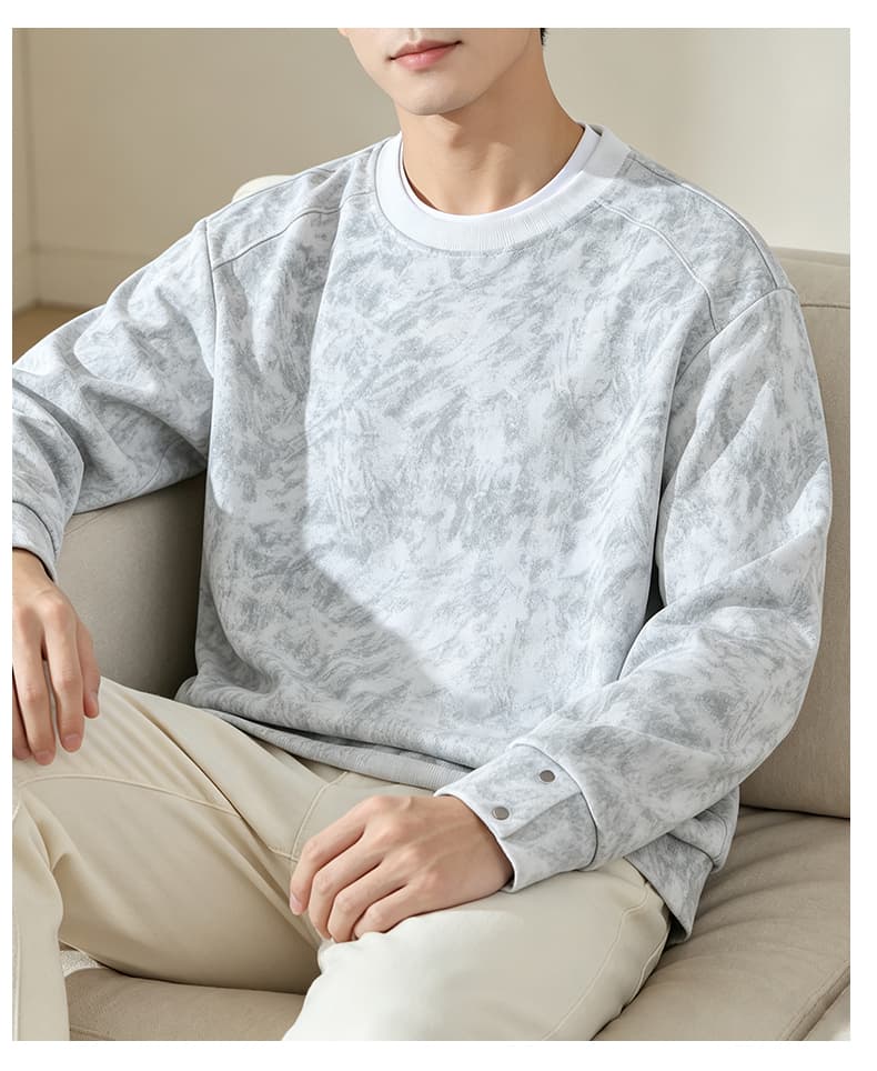 가을 겨울철 새로운 남성 긴팔 후드티 후아 면 홀치기 염색 라운드 넥 맨위 조수 브랜드 캐주얼 트렌드 루즈핏 소년 상세 이미지 18