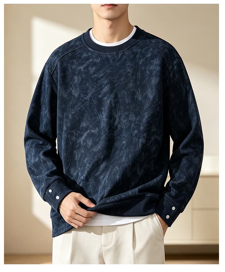 가을 겨울철 새로운 남성 긴팔 후드티 후아 면 홀치기 염색 라운드 넥 맨위 조수 브랜드 캐주얼 트렌드 루즈핏 소년 상세 이미지 20