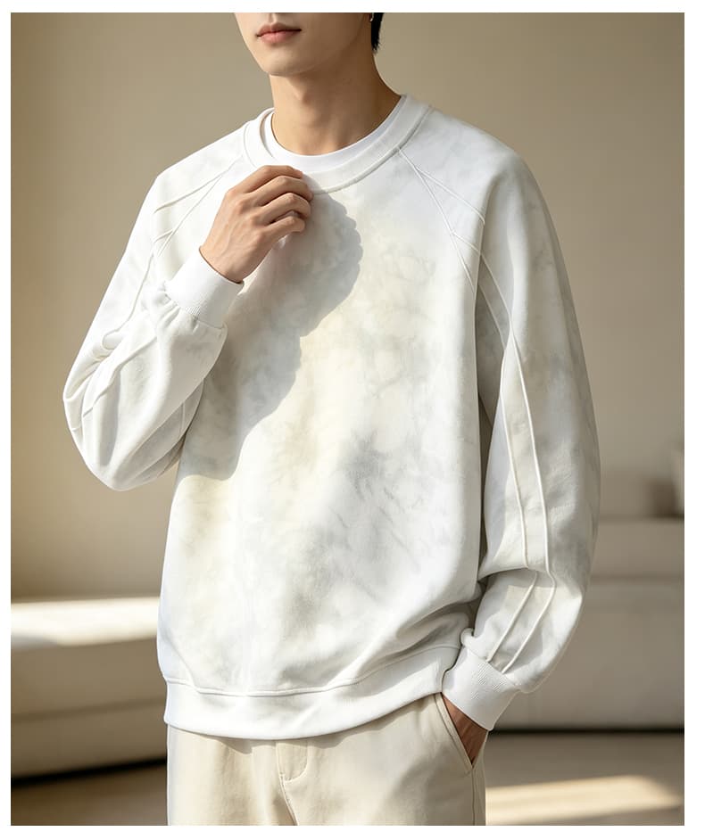 가을 겨울철 새로운 남성 긴팔 후드티 후아 면 홀치기 염색 라운드 넥 맨위 조수 브랜드 캐주얼 트렌드 루즈핏 소년 상세 이미지 17