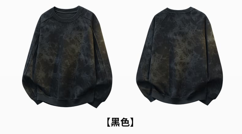 가을 겨울철 새로운 남성 긴팔 후드티 후아 면 홀치기 염색 라운드 넥 맨위 조수 브랜드 캐주얼 트렌드 루즈핏 소년 상세 이미지 8