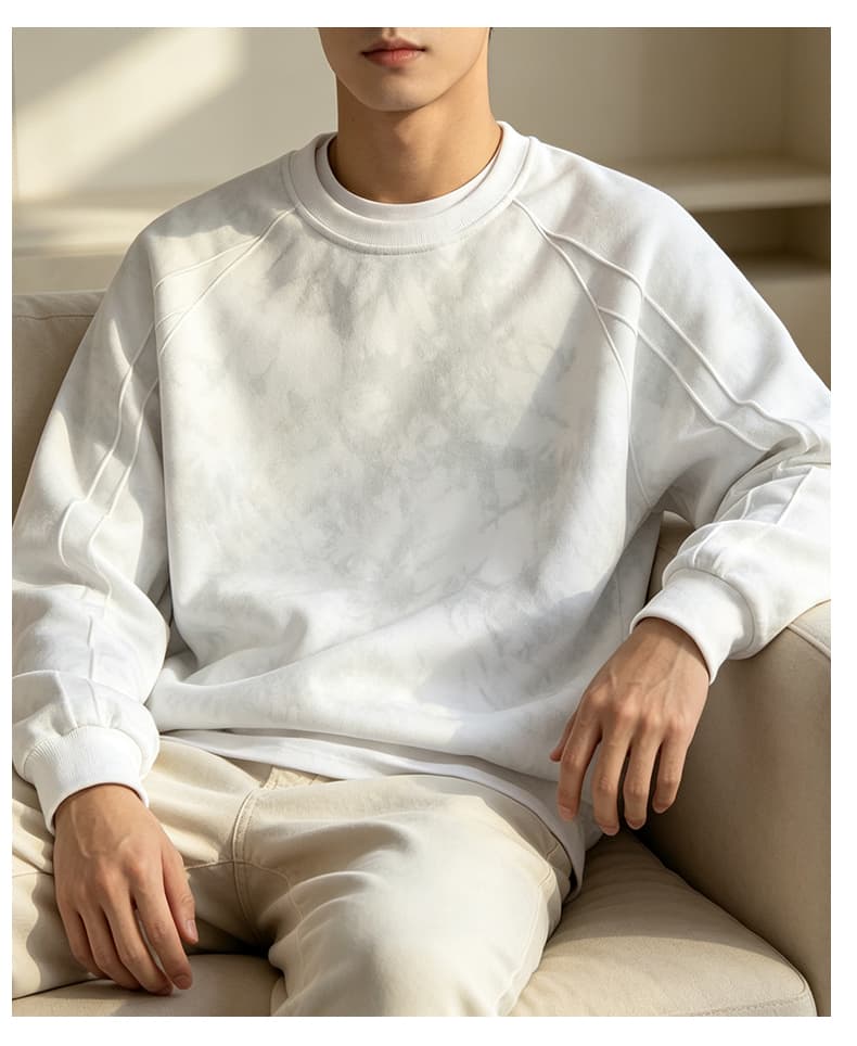 가을 겨울철 새로운 남성 긴팔 후드티 후아 면 홀치기 염색 라운드 넥 맨위 조수 브랜드 캐주얼 트렌드 루즈핏 소년 상세 이미지 18