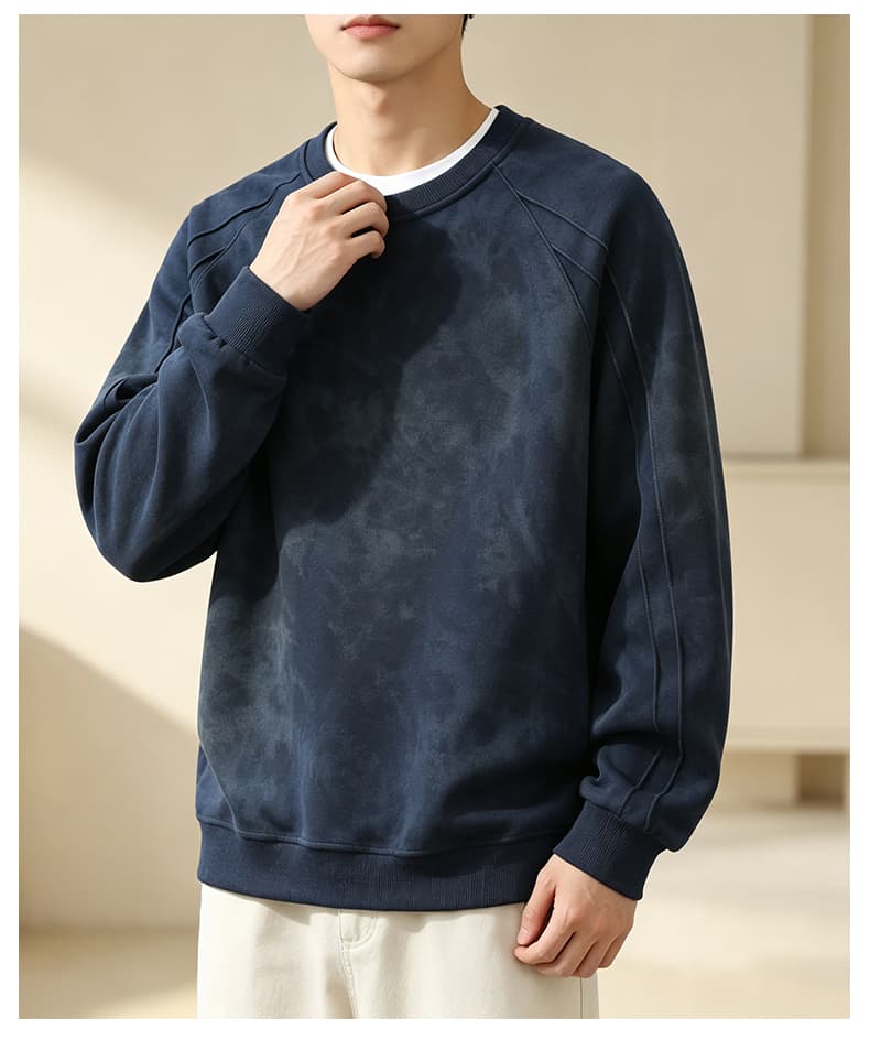 가을 겨울철 새로운 남성 긴팔 후드티 후아 면 홀치기 염색 라운드 넥 맨위 조수 브랜드 캐주얼 트렌드 루즈핏 소년 상세 이미지 21