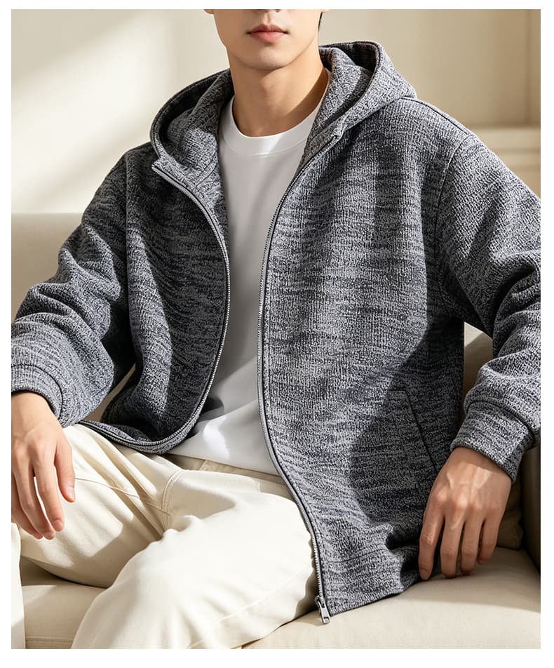 가을 겨울철 새로운 남성 단조 색상 홀치기 염색 오픈 가디건 공간 칼라 긴팔 후드티 남자 후드 재킷 캐주얼 트렌드 상세 이미지 24