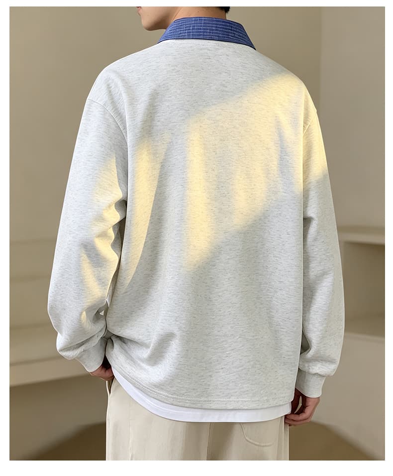 가을 겨울철 새로운 남성 후아 면 파란색 칼라 셔츠 칼라 폴로 칼라 긴팔 후드티 남자 POLO 셔츠 남자 후드티 남자 상세 이미지 26