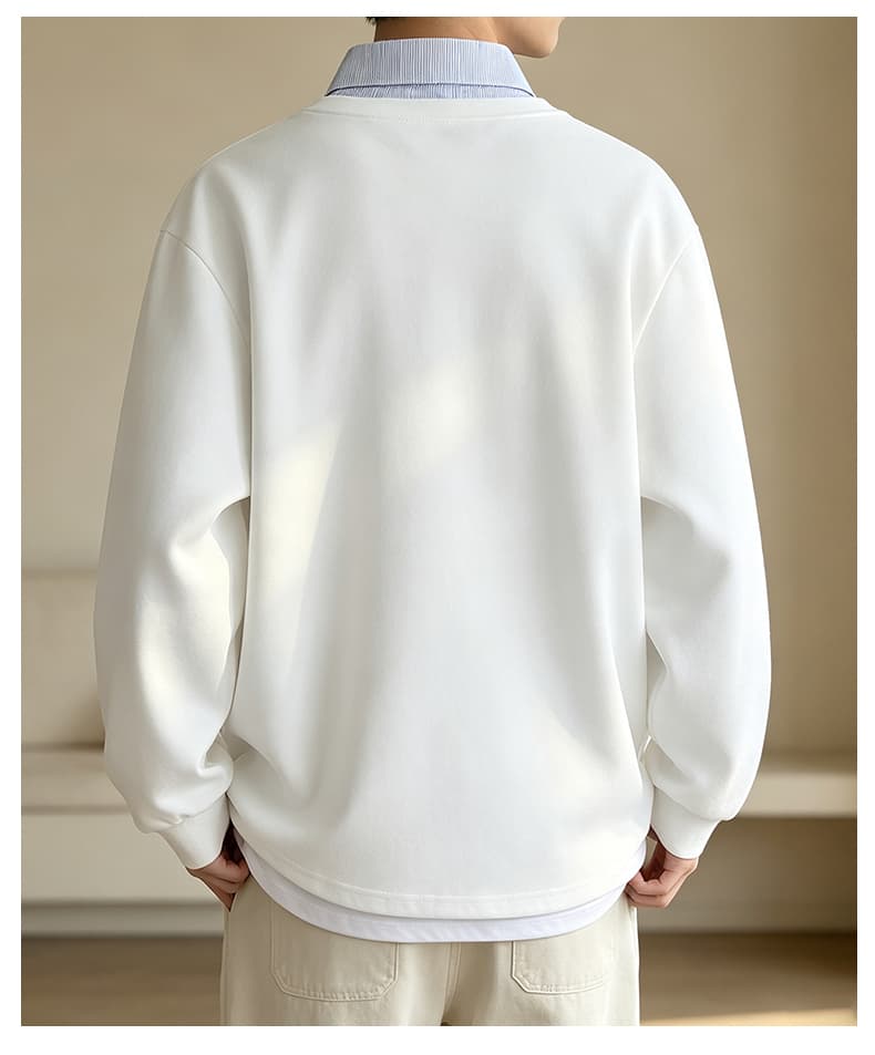 가을 겨울철 새로운 남성 후아 면 셔츠 칼라 페이크 레이어드 폴로 칼라 긴팔 후드티 남자 배색 재킷 남자 재킷 남자 상세 이미지 18