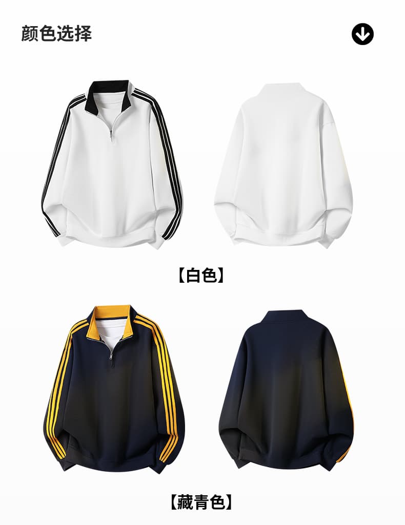 가을 겨울철 새로운 남성 후드티 후아 면 3개 바 하프 지퍼 후드티 남자 배색 스탠드 칼라 루즈핏 재킷 남자 상세 이미지 7