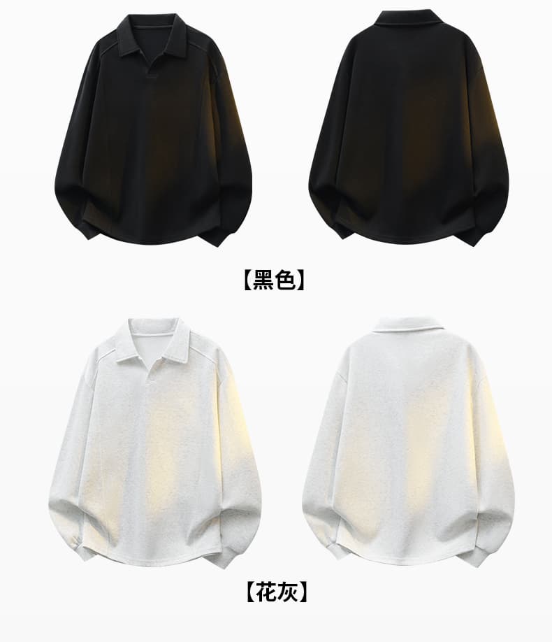 가을 겨울철 새로운 남성 후드티 후아 면 폴로 칼라 단색 후드티 남자 패션 트렌드 루즈핏 소년 긴팔 티셔츠 상세 이미지 8