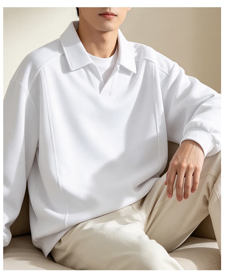 가을 겨울철 새로운 남성 후드티 후아 면 폴로 칼라 단색 후드티 남자 패션 트렌드 루즈핏 소년 긴팔 티셔츠 상세 이미지 20