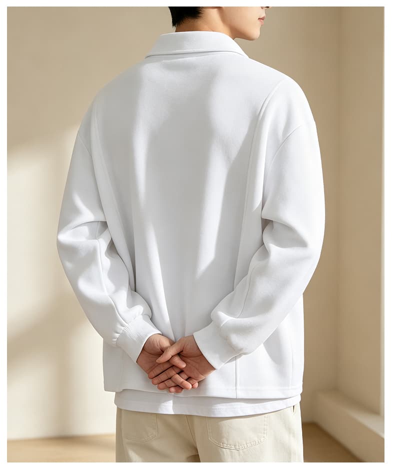 가을 겨울철 새로운 남성 후드티 후아 면 폴로 칼라 단색 후드티 남자 패션 트렌드 루즈핏 소년 긴팔 티셔츠 상세 이미지 21
