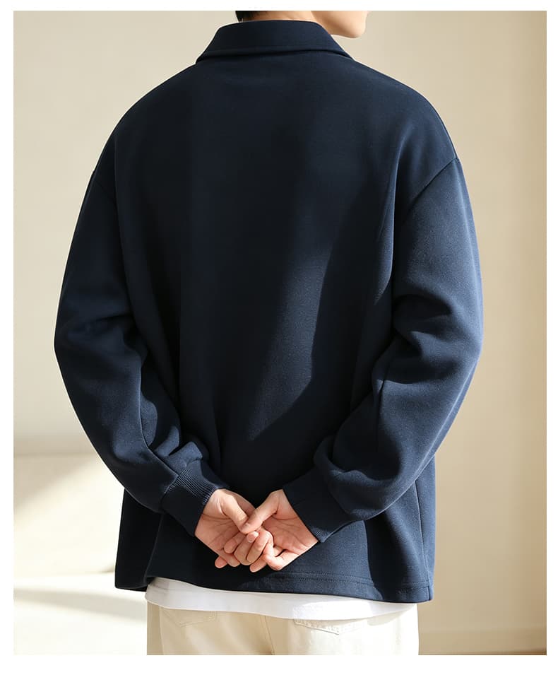 가을 겨울철 새로운 남성 후드티 후아 면 폴로 칼라 단색 후드티 남자 패션 트렌드 루즈핏 소년 긴팔 티셔츠 상세 이미지 25
