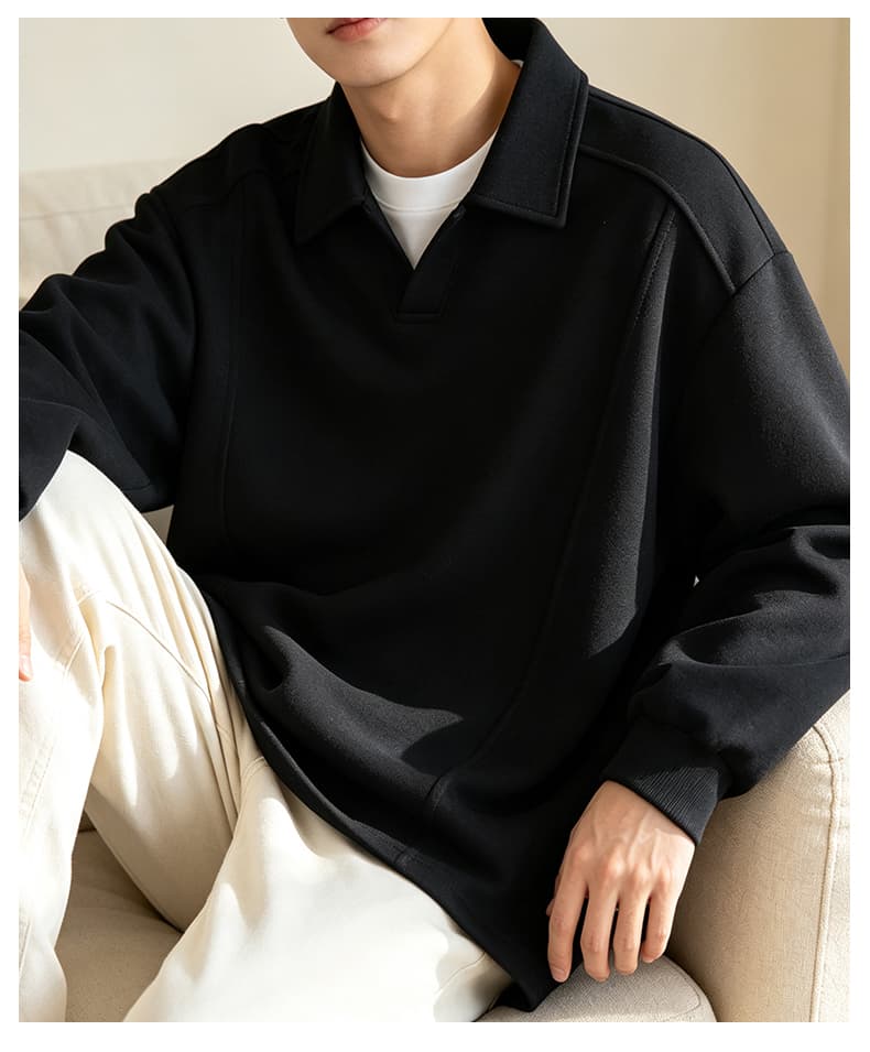 가을 겨울철 새로운 남성 후드티 후아 면 폴로 칼라 단색 후드티 남자 패션 트렌드 루즈핏 소년 긴팔 티셔츠 상세 이미지 28