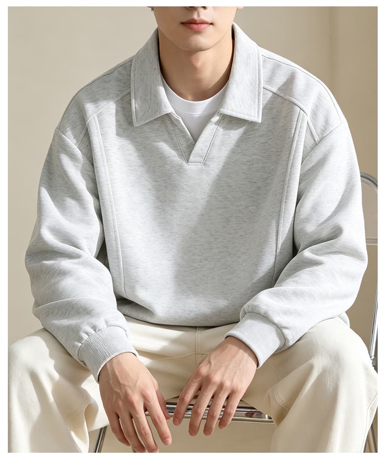 가을 겨울철 새로운 남성 후드티 후아 면 폴로 칼라 단색 후드티 남자 패션 트렌드 루즈핏 소년 긴팔 티셔츠 상세 이미지 32