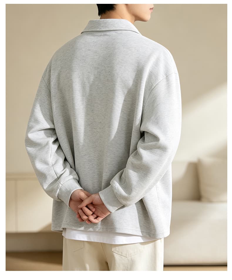 가을 겨울철 새로운 남성 후드티 후아 면 폴로 칼라 단색 후드티 남자 패션 트렌드 루즈핏 소년 긴팔 티셔츠 상세 이미지 33
